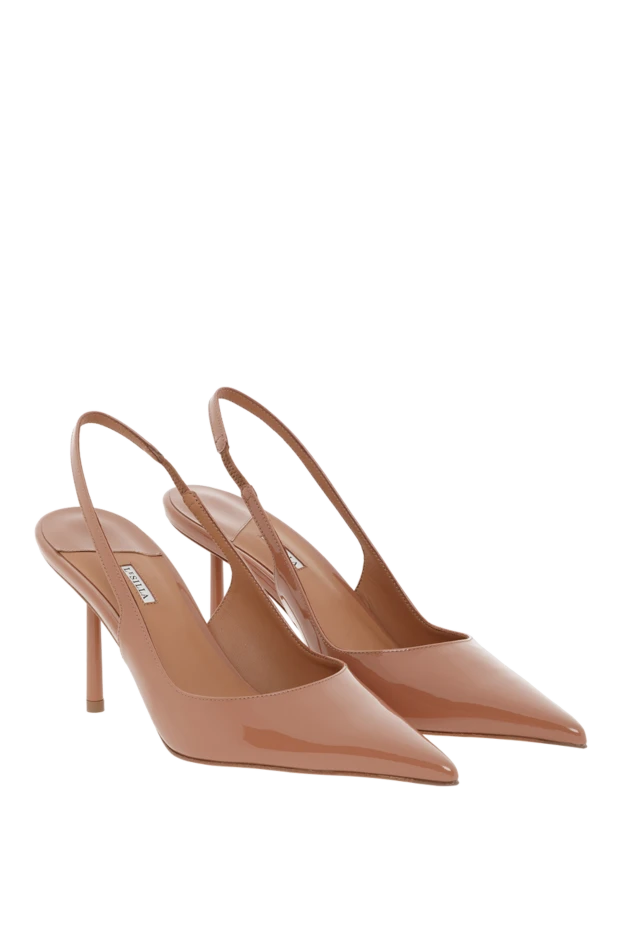 Le Silla туфли на каблуке из коричневой лакированной кожи bella с открытой пяткой 187647 - фото 3