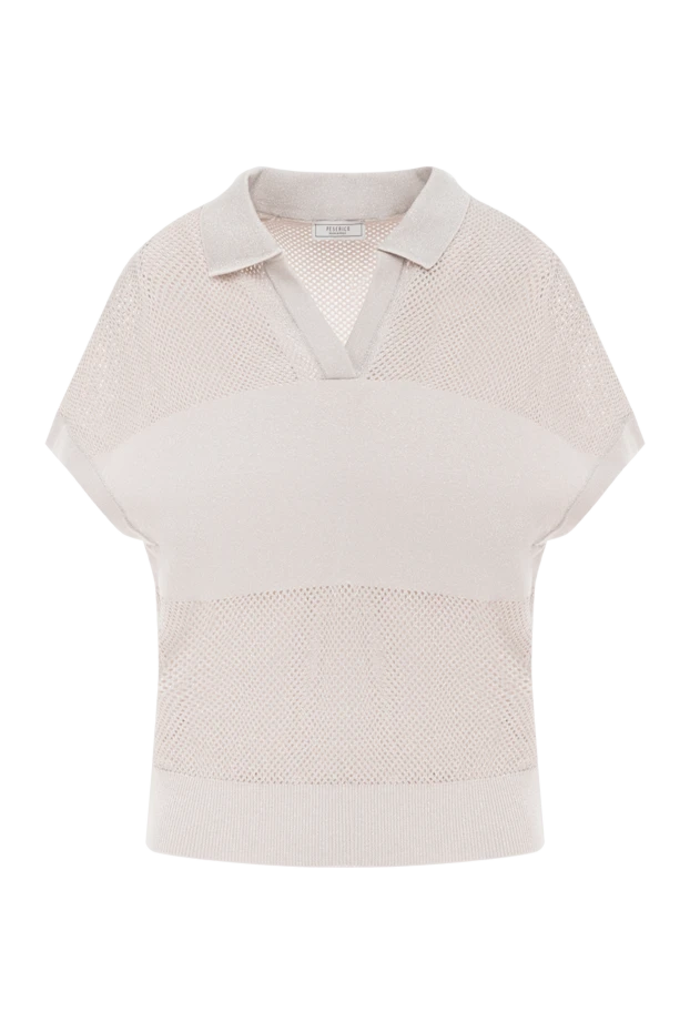 Рубашка поло из чистого хлопкового креп-трикотажа бежевая - фото 1