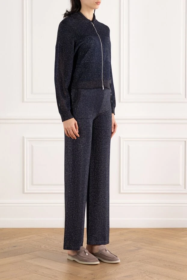 Peserico легкий костюм для прогулок женский синий из сетчатой ткани 187662 - фото 3