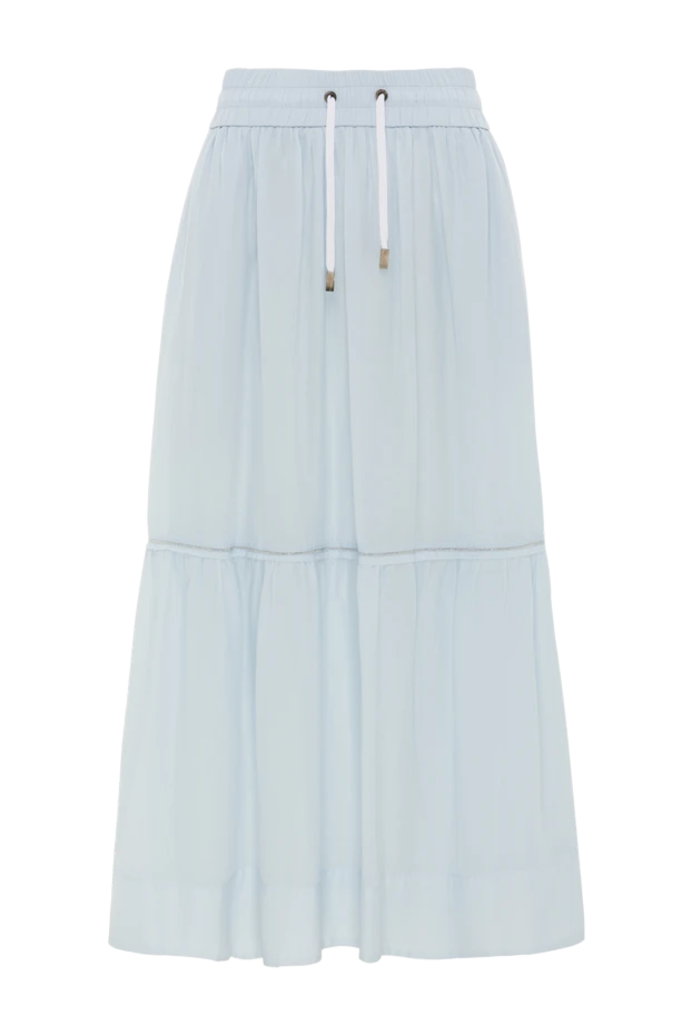 Таза мақтадан жасалған ұзын мөлдір юбка көк - фото 1