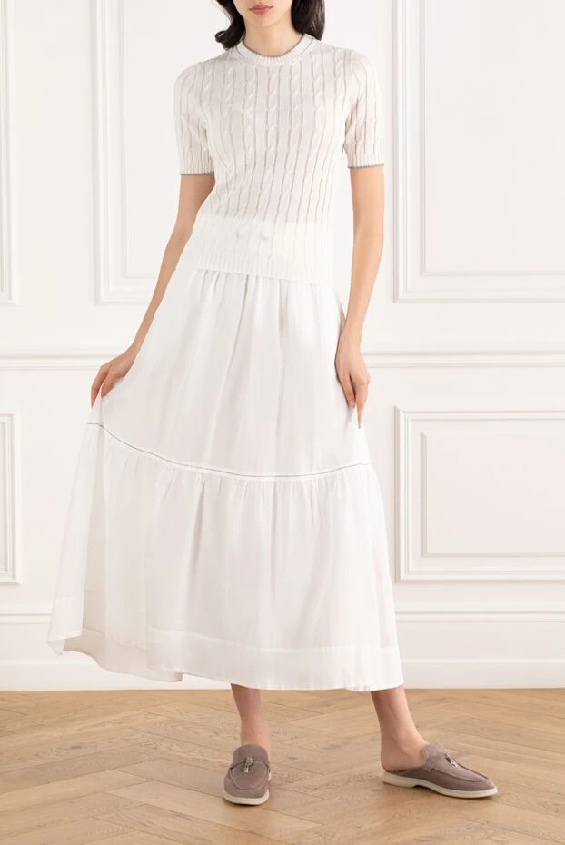Peserico длинная полупрозрачная юбка из чистого хлопкового вуаля белая 187664 - фото 2