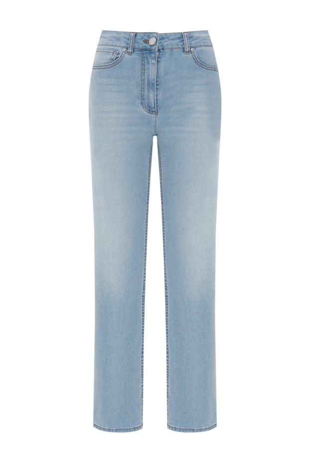 Women's blue cotton denim with a distressed effect - photo 1