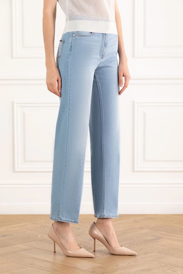 Peserico хлопковый деним голубой женский с эффектом потертости 187666 - фото 3