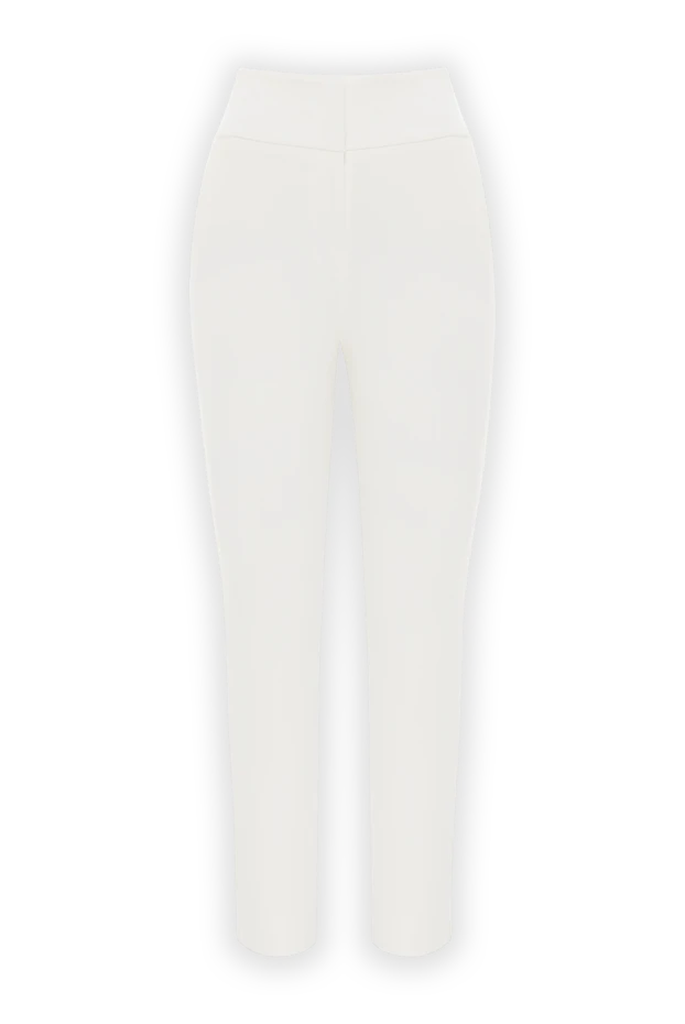 Плотные брюки из хлопка и вискозы белые женские - фото 1