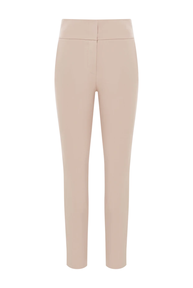 Плотные брюки из хлопка и вискозы бежевые женские - фото 1