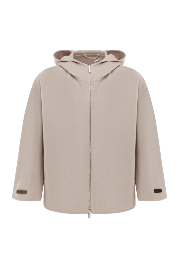 Lightweight jacket made of double-layer wool with a hood, beige - photo 1