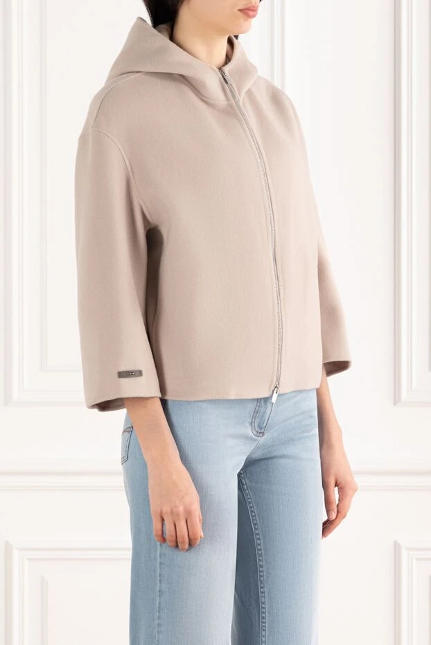 Peserico легкая куртка из двухслойной шерсти с капюшоном бежевая 187672 - фото 3