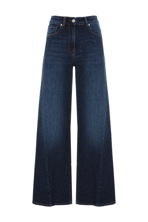 Ыңғайлы көк мақтадан жасалған бес қалталы кең джинсы - фото 1