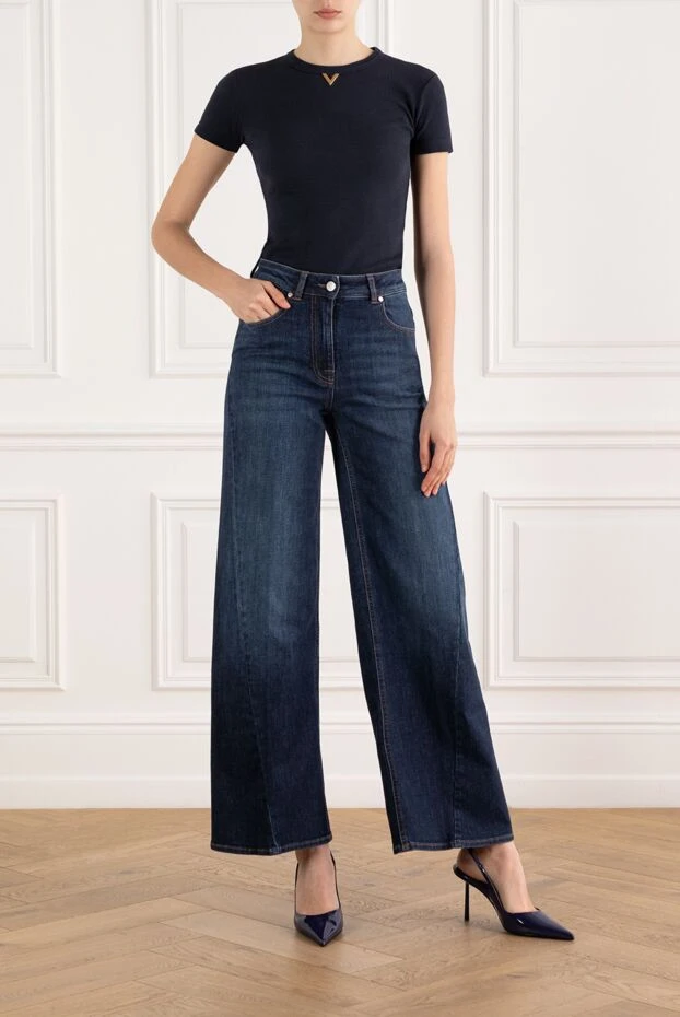 Peserico джинсы широкие с пятью карманами из комфортного хлопка синие 187675 - фото 2