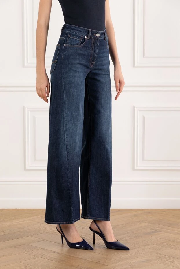 Peserico джинсы широкие с пятью карманами из комфортного хлопка синие 187675 - фото 3