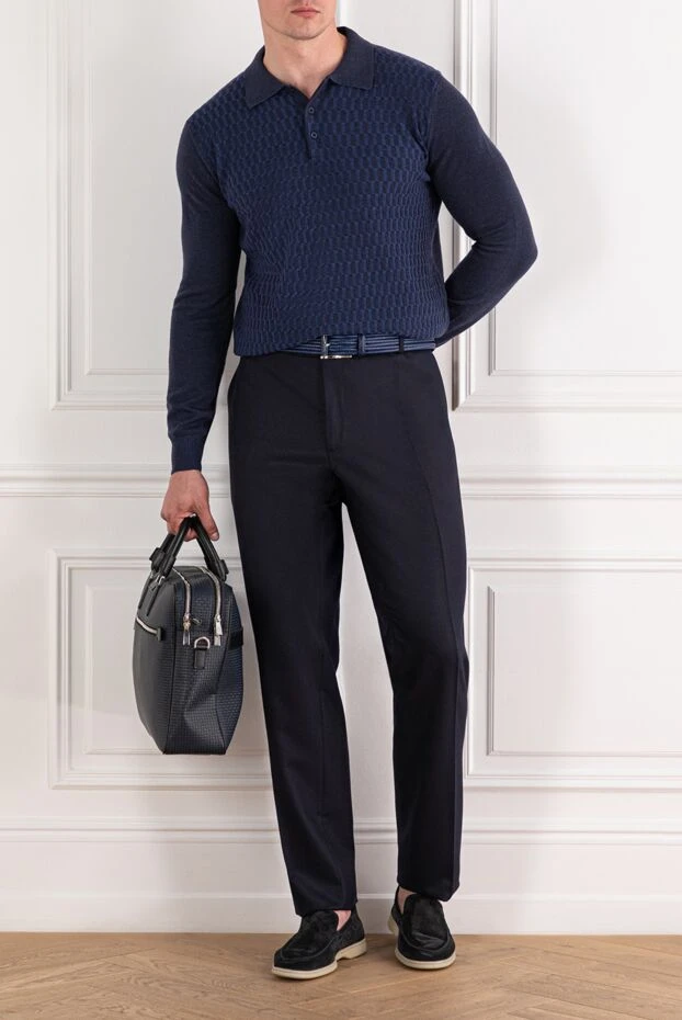 Lubiam dark blue wool trousers with classic fastening and slit pockets 187704 - photo 2