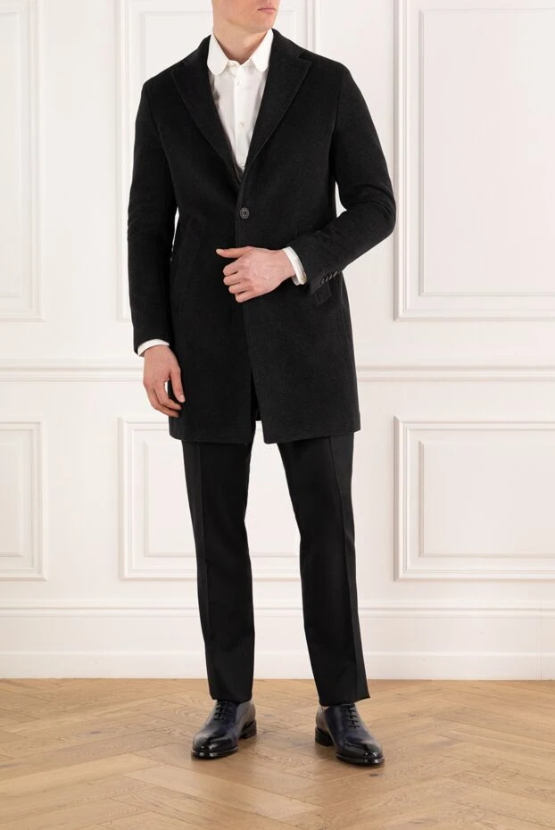 Lubiam шерстяное однобортное пальто черное мужское 187707 - фото 2