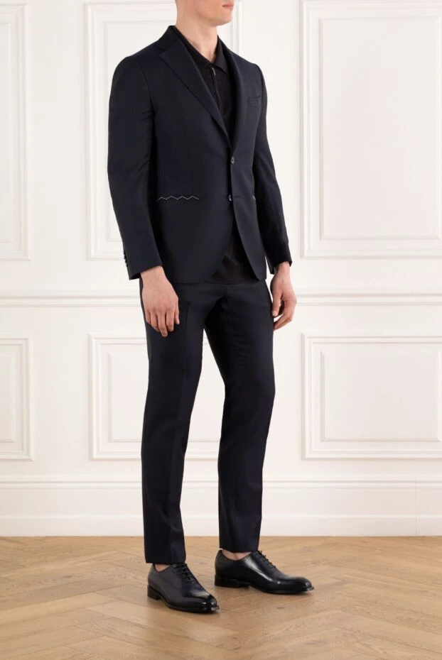 Lubiam single-breasted blue suit for men made of wool 187714 - photo 3