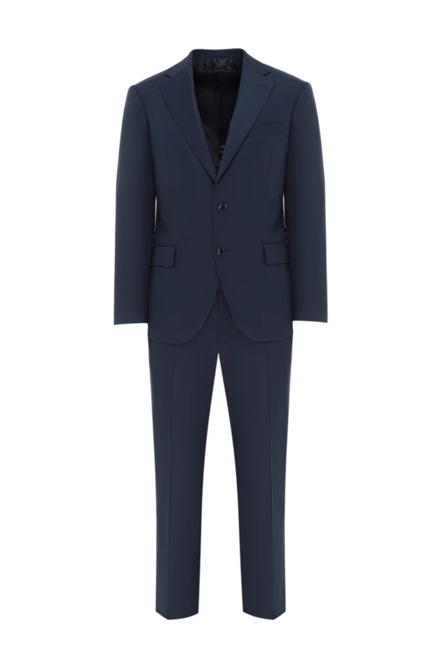 Көк бір төсті ерлер жүннен жасалған костюм - фото 1