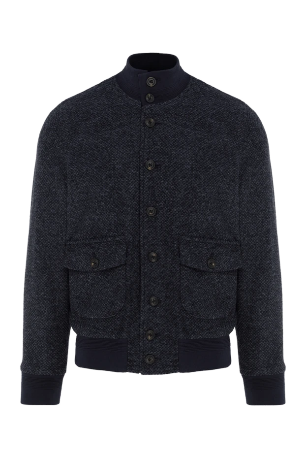 Soft blue men's cotton jacket with buttons - photo 1