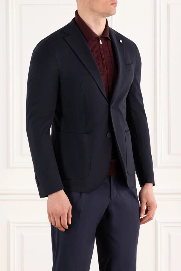 Lubiam men's blue jacket with patch pockets, single-breasted 187719 - photo 3