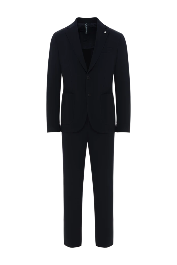 Blue single-breasted suit with patch pockets - photo 1