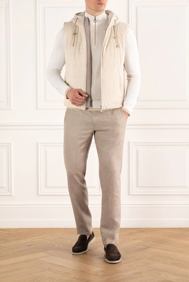 Lubiam жилет из бархата цвета слоновой кости мужской с капюшоном 187723 - фото 2