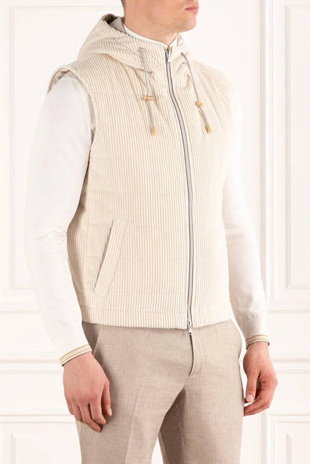 Lubiam жилет из бархата цвета слоновой кости мужской с капюшоном 187723 - фото 3