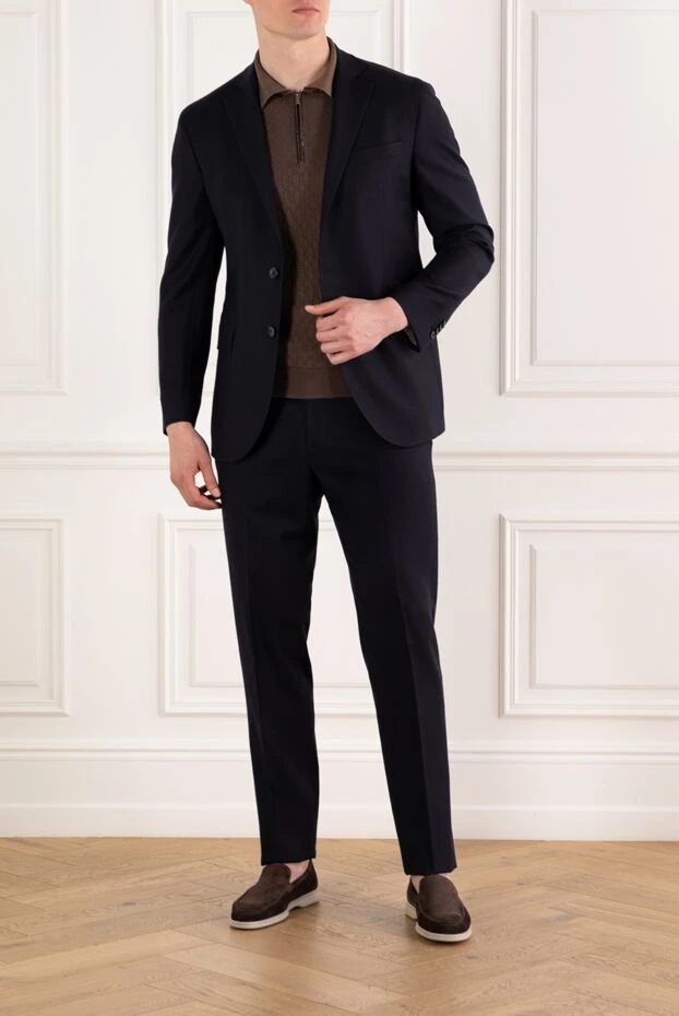 Lubiam шерстяной синий костюм мужской однобортный 187728 - фото 2