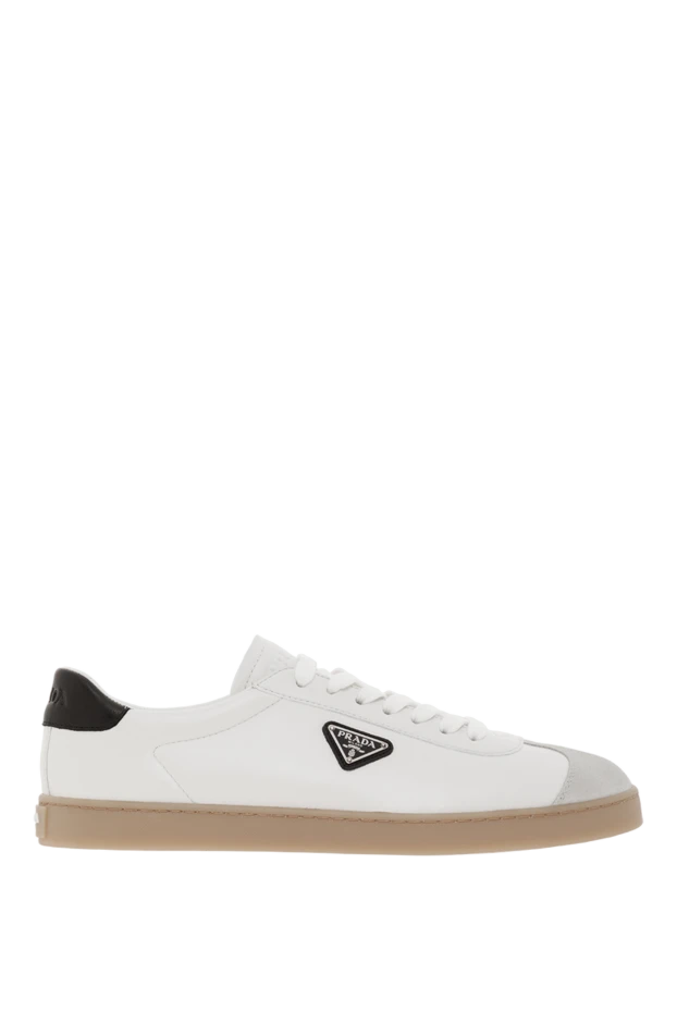 Белые сникеры с треугольным логотипом и контрастной пяткой - фото 1