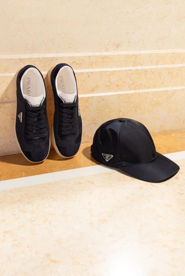 Prada blue sneakers with suede inserts and triangle logo 187731 - photo 2