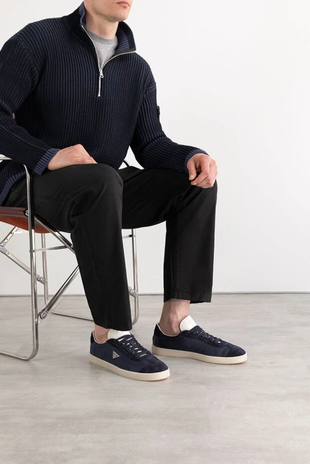 Prada blue sneakers with suede inserts and triangle logo 187731 - photo 3