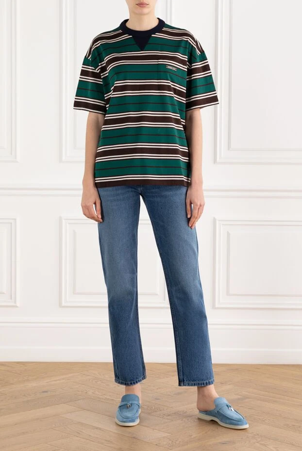 Prada женские джинсы из голубого хлопка с пятью карманами 187734 - фото 2