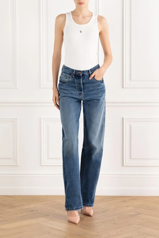 Prada женские джинсы с эффектом потертости синие 187735 - фото 2