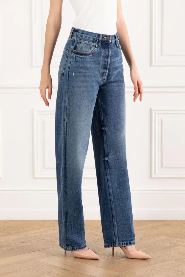 Prada женские джинсы с эффектом потертости синие 187735 - фото 3