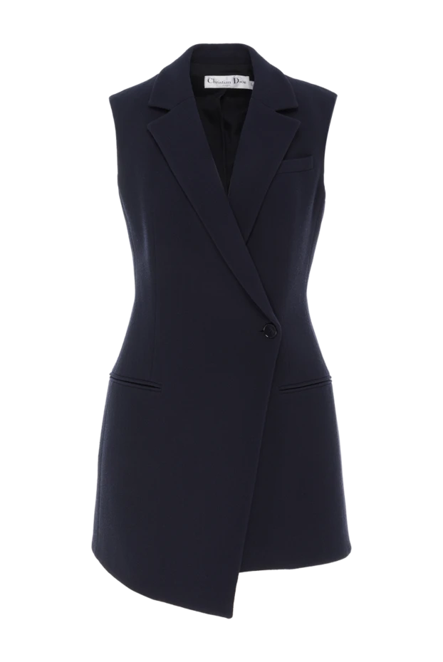 Қысқа асимметриялық жүннен жасалған көйлек, көк түсті - фото 1