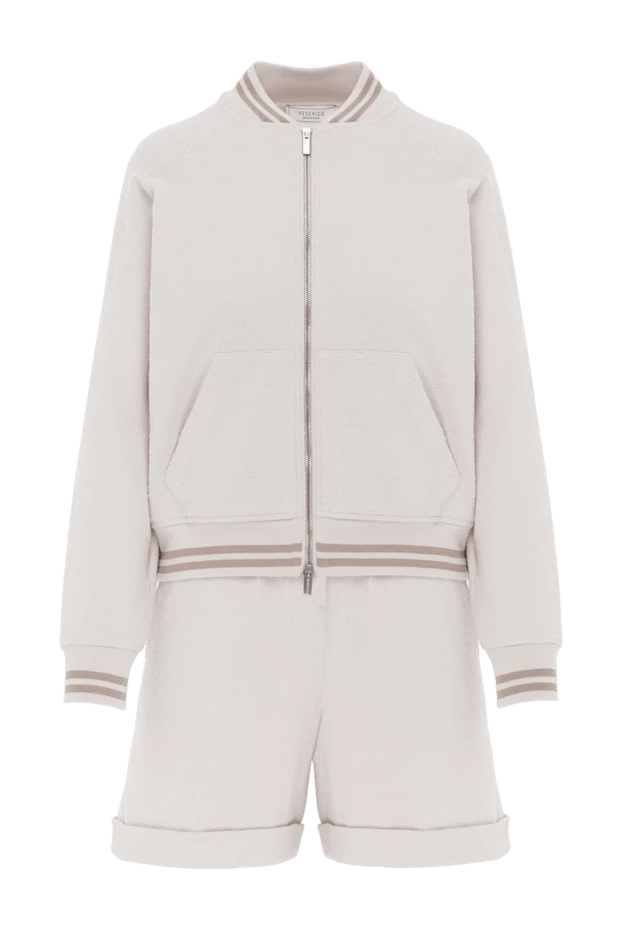 Костюм бомбер с шортами бежевый из хлопка - фото 1