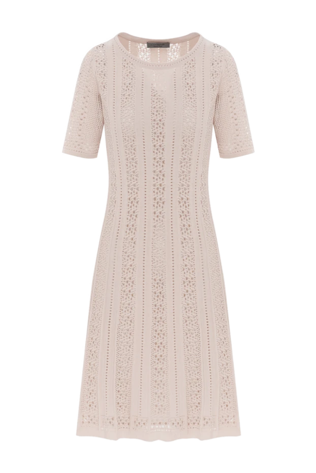 Beige dress with openwork cotton details - photo 1