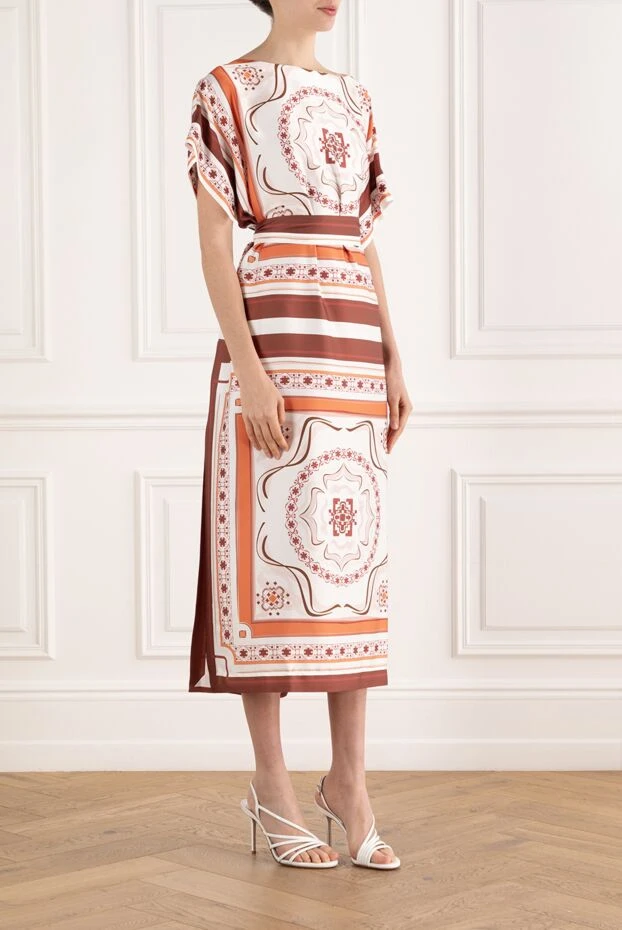 D.Exterior платье оранжевое с орнаментом и поясом 187770 - фото 3