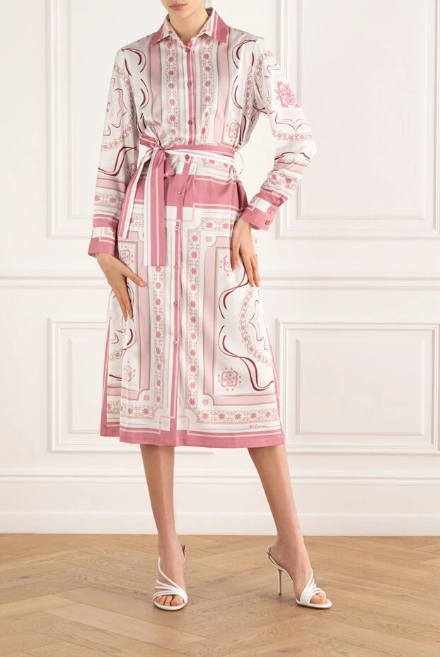 D.Exterior платье с графичным принтом и поясом розовое 187773 - фото 2