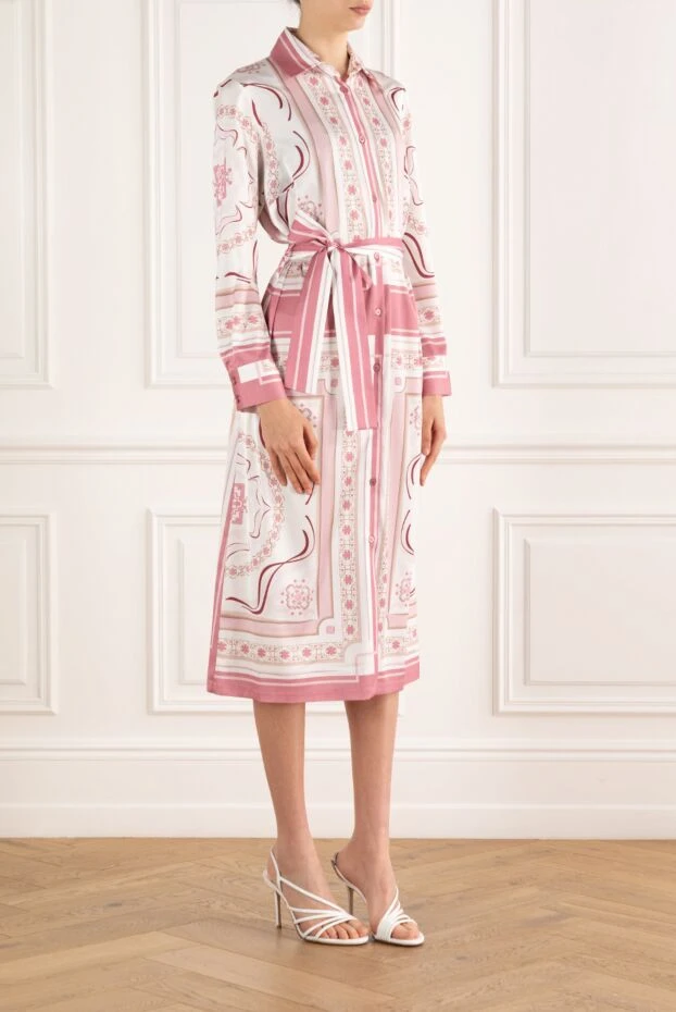 D.Exterior платье с графичным принтом и поясом розовое 187773 - фото 3