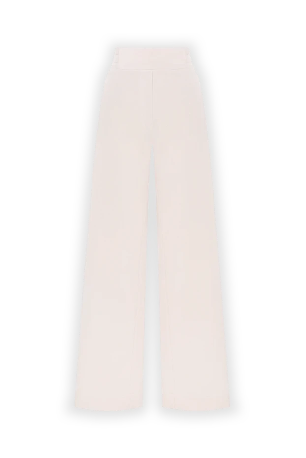 Светло-бежевые брюки с эластичным поясом женские - фото 1