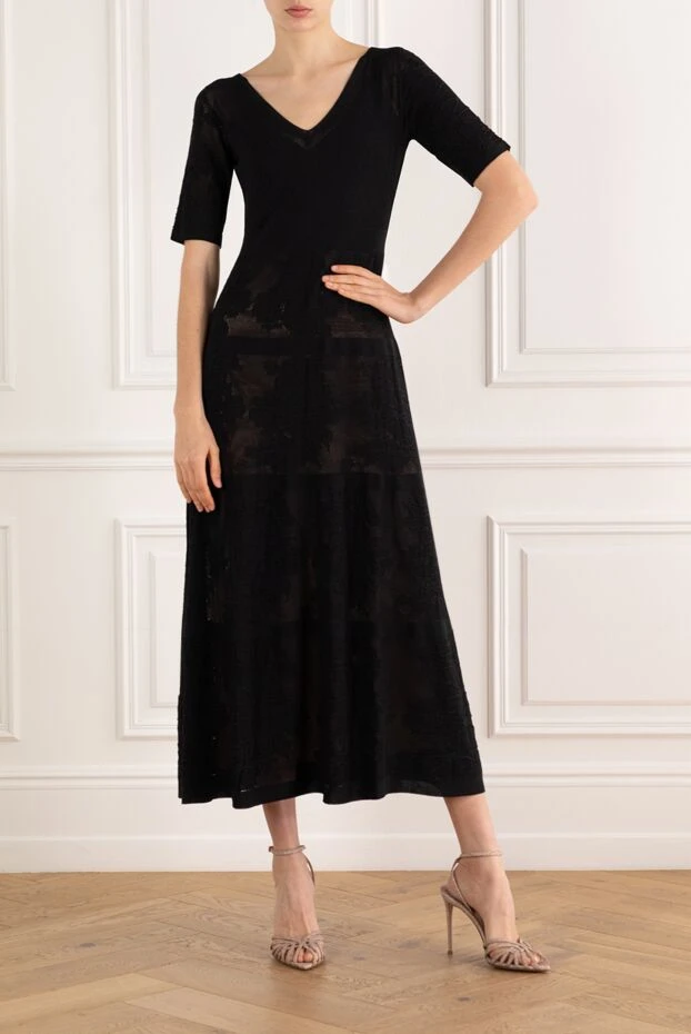 D.Exterior кружевное макси- платье с цветочным узором черное 187778 - фото 2