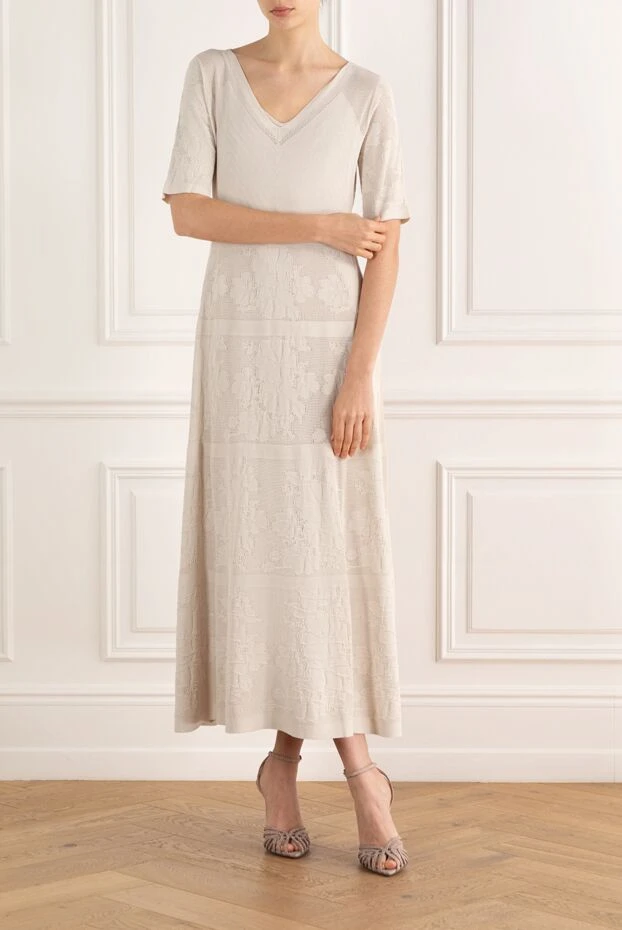 D.Exterior кружевное макси- платье с цветочным узором бежевое 187779 - фото 2