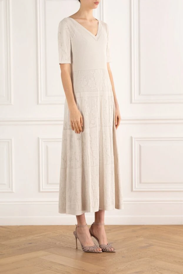 D.Exterior кружевное макси- платье с цветочным узором бежевое 187779 - фото 3