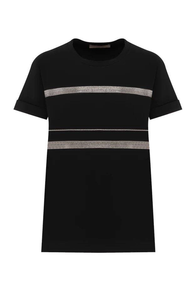 Футболка с отделкой Monili черная женская - фото 1