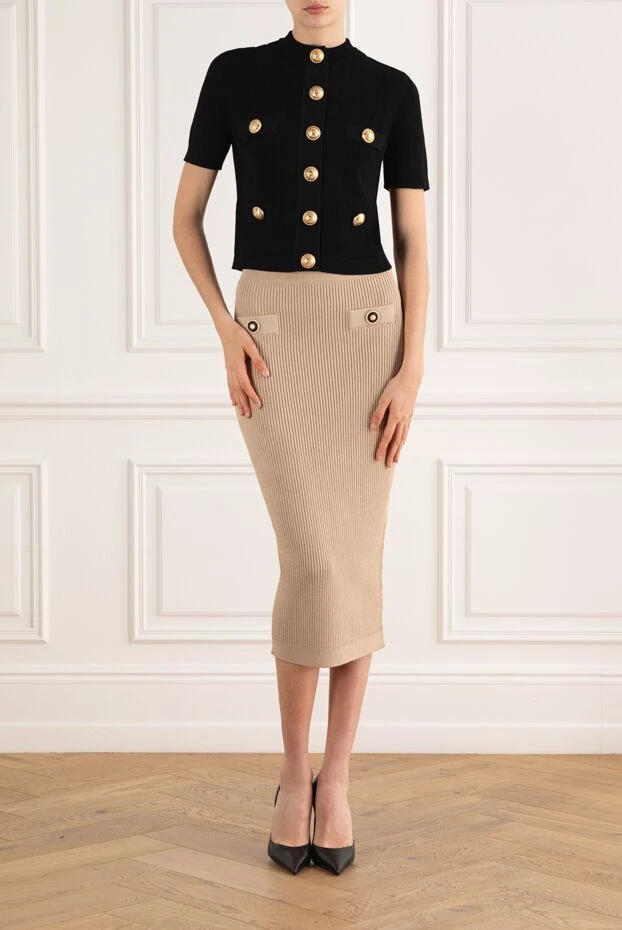 Balmain beige smooth elastic midi skirt 187790 - photo 2