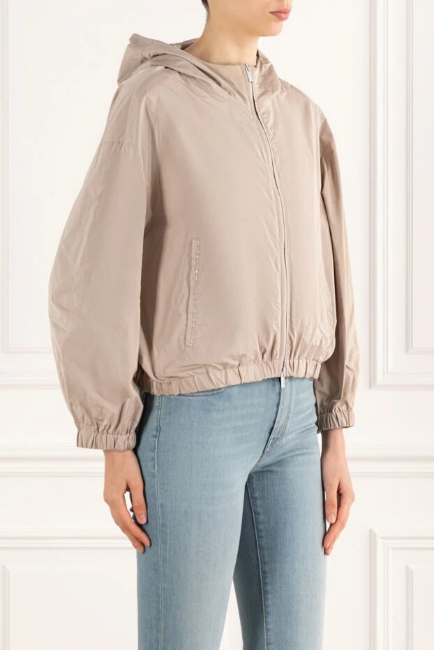 Peserico куртка с капюшоном свободного кроя из бежевой тафты 187794 - фото 3