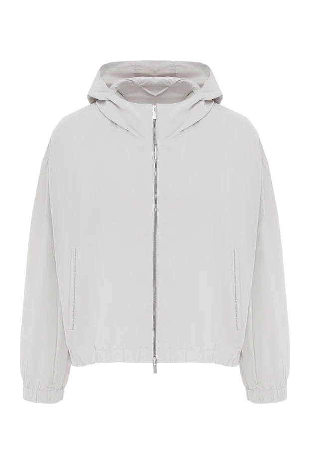 Куртка с капюшоном свободного кроя из серой тафты - фото 1