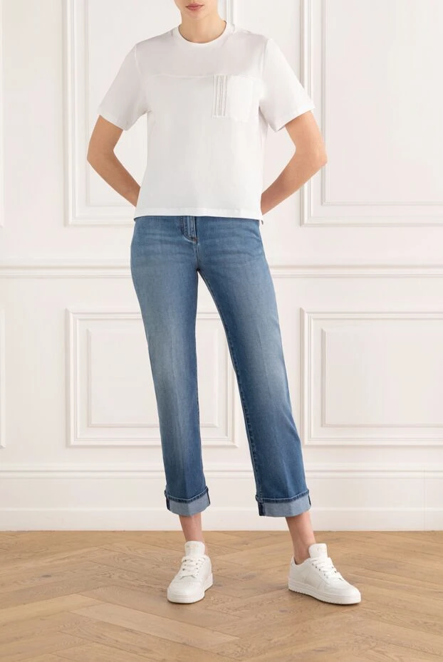 Peserico женские джинсы из голубого денима с подворотами и средней посадкой
 187798 - фото 2