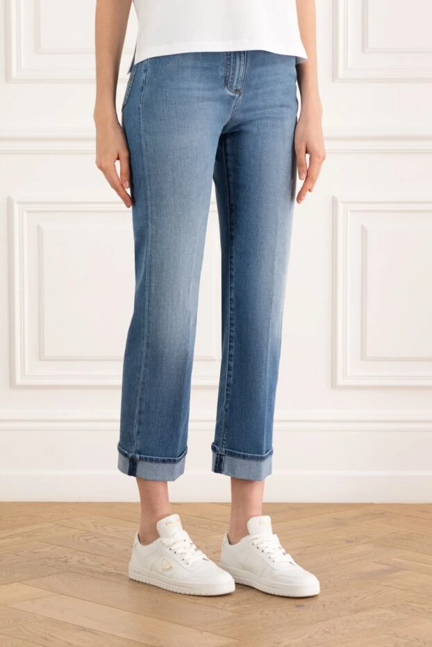 Peserico женские джинсы из голубого денима с подворотами и средней посадкой
 187798 - фото 3