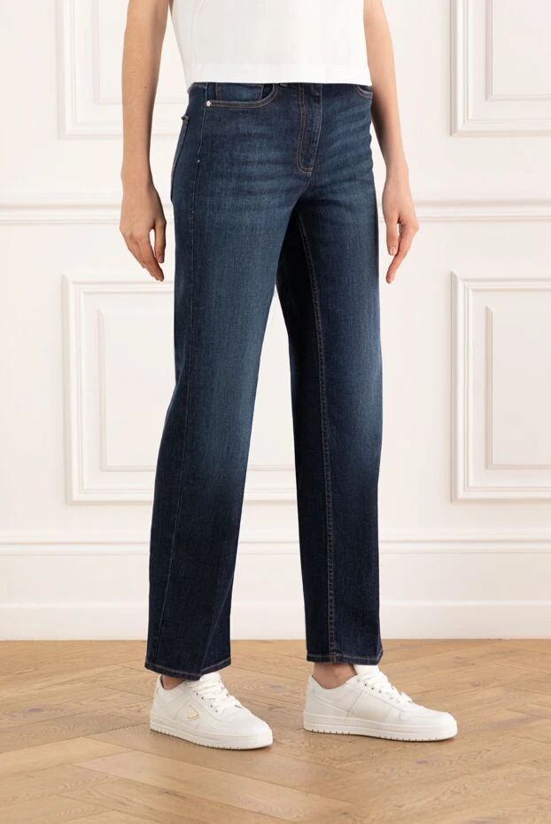 Peserico женские джинсы из темно-синего денима с прямым силуэтом
 187799 - фото 3