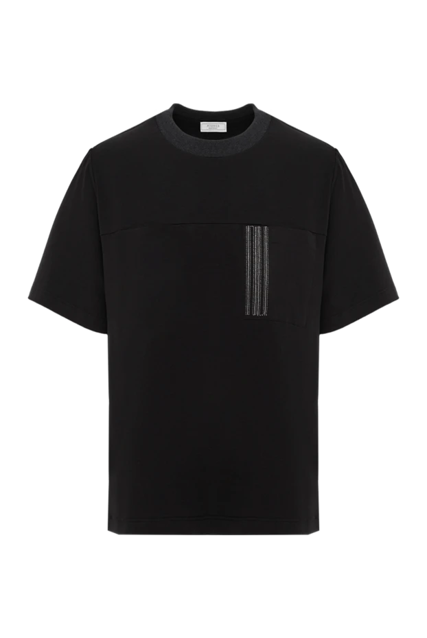 Мақта қалтасы бар қара футболка - фото 1