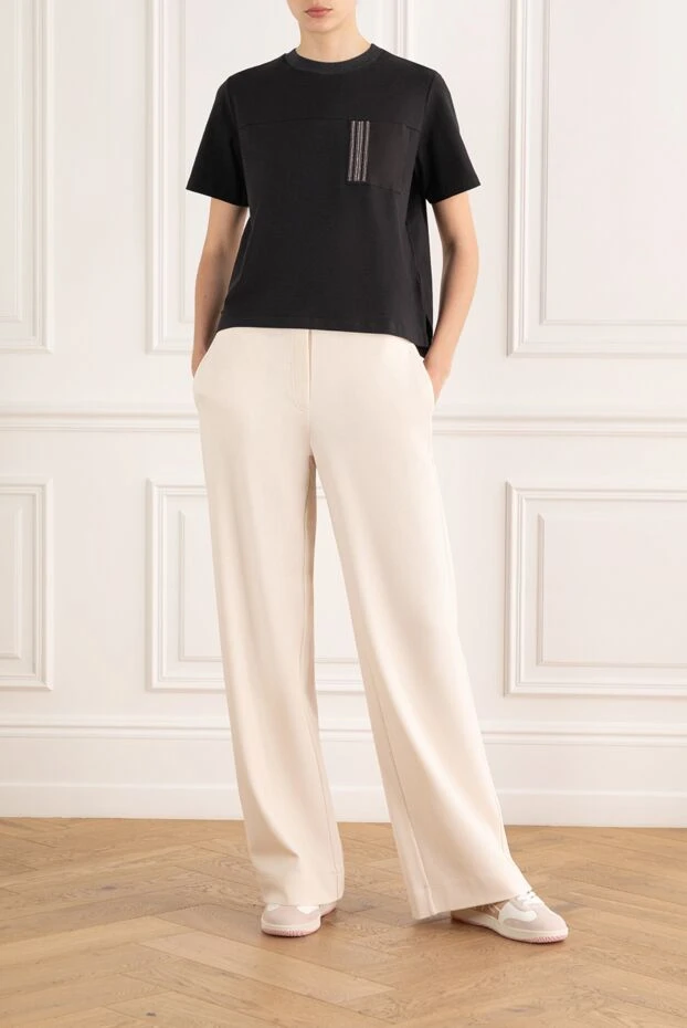 Peserico мақта қалтасы бар қара футболка 187800 - фото 2