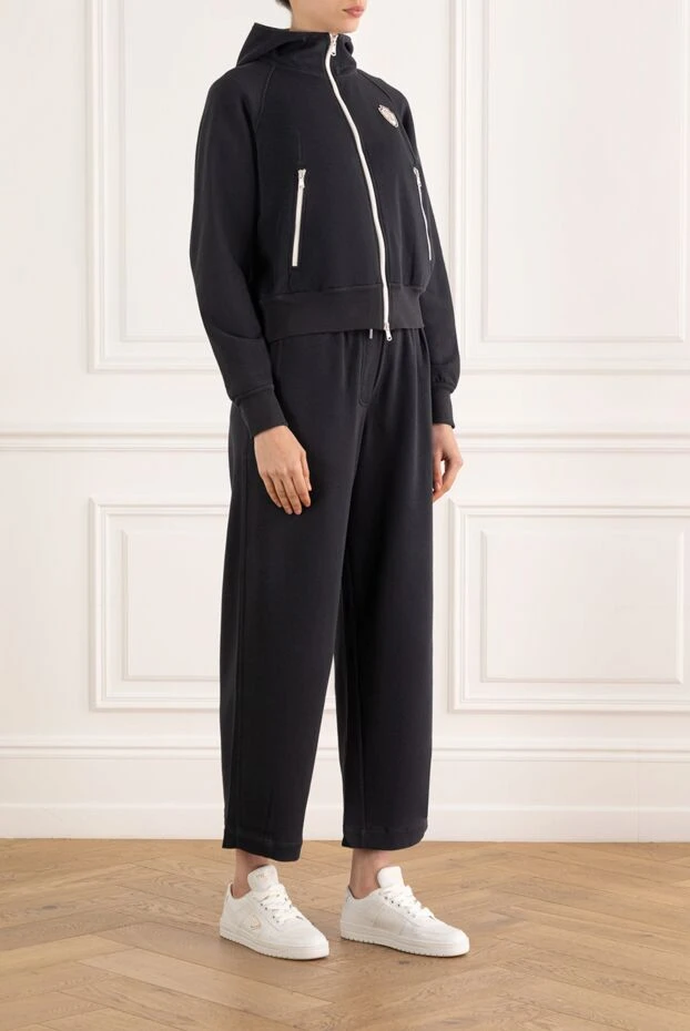 Brunello Cucinelli blue hi-tech cotton pique tracksuit with hood and logo 187809 - photo 3